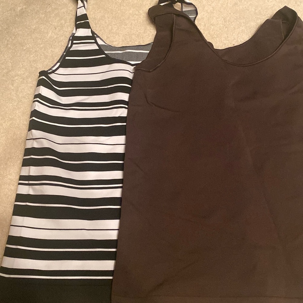 Bundle-White and Black Stripe and Brown Shimera Camisoles